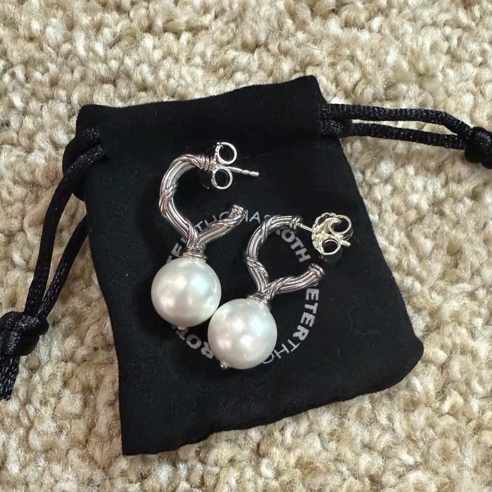 Peter Thomas Roth Bead Earrings with White Sea shell pearls in sterling silver